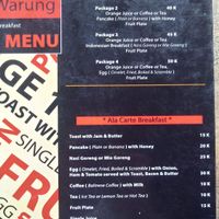 Menu at Soka Warung in Penida Island