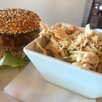Pulled jack sandwich and coleslaw at The Lake Hound in Lambton Shores