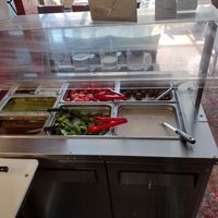 Watermelon, vegetarian gulab jamin & kheer, spinach, tamarind and mint chutney, raita, achar pickle at Jotmahal in Berkeley