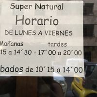 The hours  at Super Natural in Salamanca