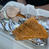 Vegan “chicken” quesadillas were a hit with both of our teenage sons.  at The Juice Garden in Fremont