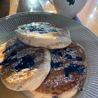 Vegan gluten free Maine blueberry pancakes  at The Causeway in Spruce Head
