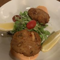 Vegan crab cakes  at The Causeway in Spruce Head