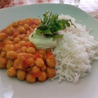 Menu of the day / Main / Chickpea dahl with a tofu-based sour cream at La Verduleria in Tenerife