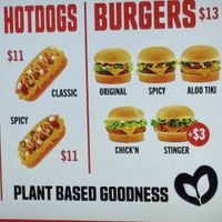 Hot dogs and burgers 🌭🍔 🌱  at Lord of the Fries - Flinders St Station in Melbourne