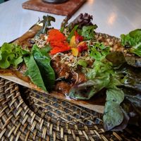 Amazing vegetable dish with polenta and amazing aubergines💗(tell Bianca and Massimo which are your favourite vegetables) at bianca e massimo in Totnes