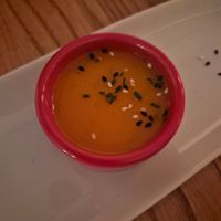 Appetizer, cold zucchini soup (was actually nice) at Gut in Barcelona