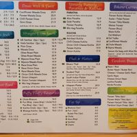 Menus at Bikanervala in Christchurch