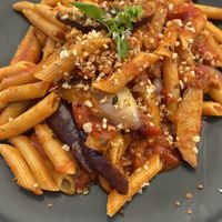 Pasta alla norma  at Capriccio Siciliano in Cefalu