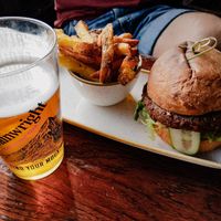 Vegan bueguer at The Barley Mow in London