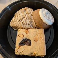 Apple spice scone, pumpkin cheesecake cookie, fig bakewell tart at Rise Authentic Baking Co in Grand Rapids