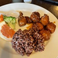 Orange chicken   at Lotus Vegan in North Hollywood