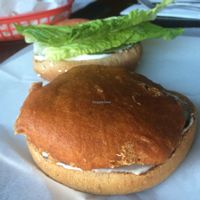 chicken burger (soy chicken) at Lotus Vegan in North Hollywood