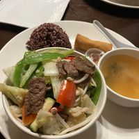 Mixed veggies w/vegan beef special  at Lotus Vegan in North Hollywood