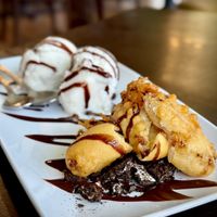 Fried Bananas with Ice Cream  at Lotus Vegan in North Hollywood