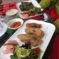 Very tasty authentic food served enthusiasm and pride. The soup and stuffed kale leaves where delicious served with yogurt dip and smoked eggplant salad and fermented kauliflower. at Shirak in Den Bosch