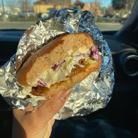 BBQ sandwich with in house made “bbq” and slaw at Magic Vegan Cafe in Gulfport