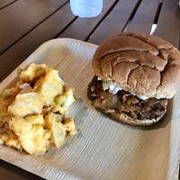 BBQ sandwich with potato salad. Phenomenal!  at Magic Vegan Cafe in Gulfport