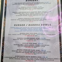 Menu - burgers and buddha bowls at Genesis Plant Based Alchemy in North London