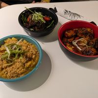 Mac n cheese, mushrooms, plantain at Genesis Plant Based Alchemy in North London