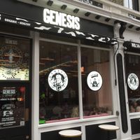 Store front at Genesis Plant Based Alchemy in North London