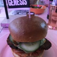 Korean kimchi burger  at Genesis Plant Based Alchemy in North London