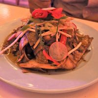Char Kway Teow [£9.50] – Brown rice noodle & stir fried vegetables with spicy black bean sauce at Genesis Plant Based Alchemy in North London