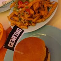 Korean kimchi sandwich and kimchi fries at Genesis Plant Based Alchemy in North London