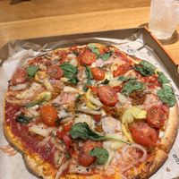 Well done BYO pizza with vegan cheese and vegan chorizo 👍   at Blaze Pizza in Robinson