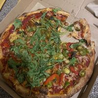 BYO pizza with vegan cheese, all the veggies and lots of red pepper seasoning  at Blaze Pizza - Woodlake Square in Houston