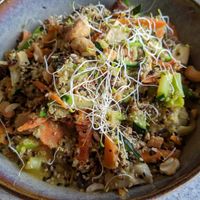 Quinoa veggie stir fry with tofu at Naturata Bio-Restaurant in Schuttrange