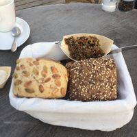 bread with tapenade (ask without aioli because its not vegan) at Basic Beach Bar De Branding in Renesse