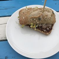 Bread with pulled jack fruit  at Basic Beach Bar De Branding in Renesse