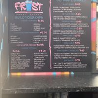 Milkshake menu   at Frost Burgers in Liverpool