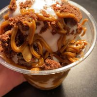 Soft Serve with Biscoff Drizzle and Brownie Pieces  at Frost Burgers in Liverpool