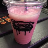 Vegan strawberry milkshake made with soft serve ice cream ❤️ at Frost Burgers in Liverpool