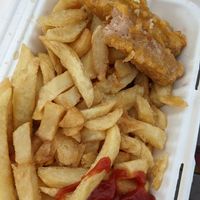 2 vegan battered sausage and chips (plus 60p ketchup) at Cove West in Weston-super-mare