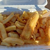 Vegan battered sausage at Cove West in Weston-super-mare