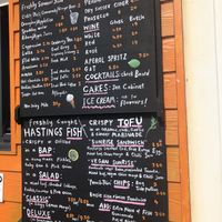 Menu with clearly labelled vegan options  at Goat Ledge in Hastings