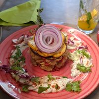 Main dish: pulled jackfruit, Tzatziki, rosemary potatoes, mediterranean vegetables e at Au Goût du Jour in Eupen