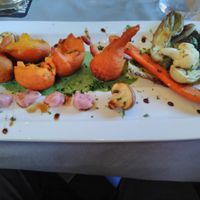 Main dish (Pumkin croustillon, spinach sauce, mushrooms, cabbage leaf, sweet potato)  at Au Goût du Jour in Eupen