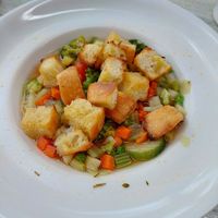 Vegetable soup with croutons (6.50) at Da Gianni in Fehmarn