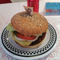 Vegan classic cheese burger at American Dream Diner in Geneva