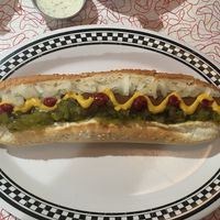 Vegan hot dog at American Dream Diner in Geneva