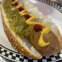Vegan hotdog  at American Dream Diner in Geneva