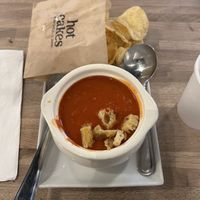 Tomato soup w/ chips  at Hot Cakes - Capitol Hill in Seattle