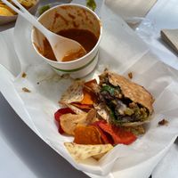 The tomato basil soup was divine. I would highly recommend the Thai peanut wrap also   at First Bite in Ann Arbor