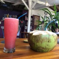 Watermelon juice & cold coconut at Ayo Vegan - Peliatan in Ubud