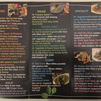 Vegan section of menu at Leela Thai in Woolloongabba