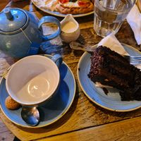 Choco fudge cake and tea:) at Sherlocks in Whitby